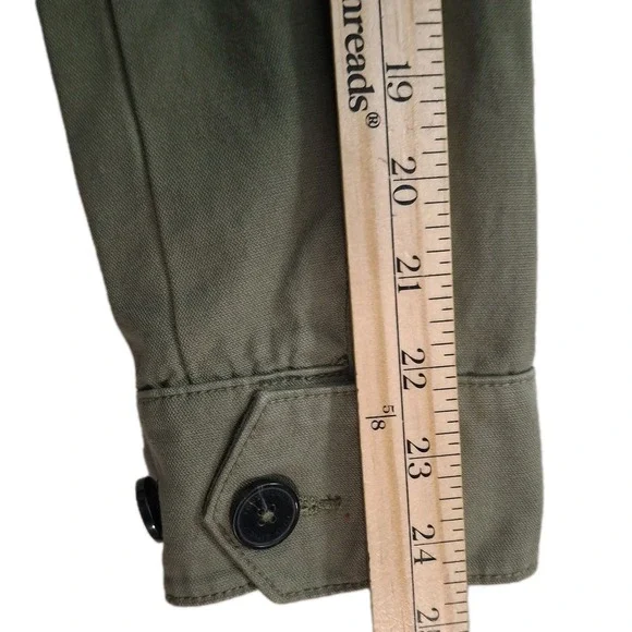 Tory Burch Sgt. Pepper Twill Military Field Jacket Women's M Green Side-Laced - Picture 10 of 10